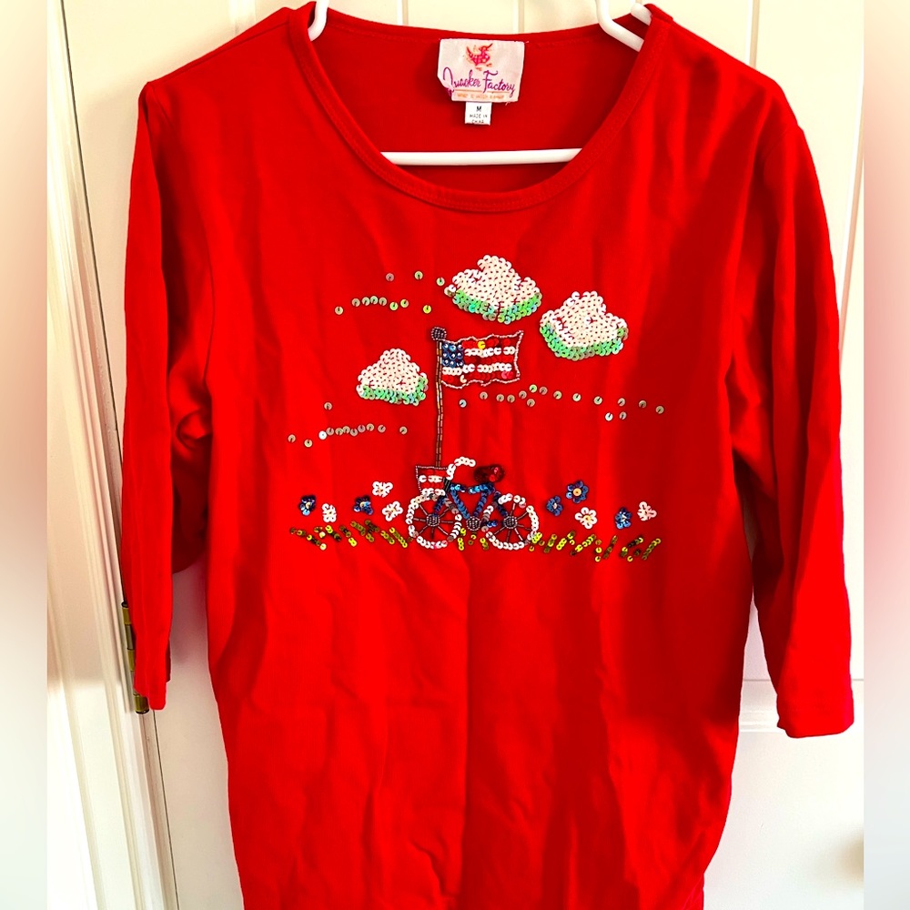 Quacker Factory 4th of July 3/4 length sleeve